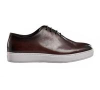 Men's Polished Wholecut Real Leather Trainer Smart Casual Dress Sneaker Shoes [ JC1117-15-BROWN-42EU, 8UK ] Coffee