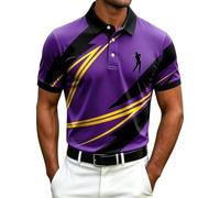 Mens Polo Golf T Shirt Short Sleeve Shirts Button Sports Geometry Print Top | Golf Shirts for Men UK Short Sleeve Polo T-Shirts Geometry Print Graphic Tees Summer Casual Button Down Sports Tops Blouses