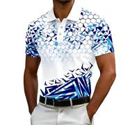 Mens Polo Golf T Shirt Short Sleeve Shirts Button Sports Geometry Print Top | Golf Shirts for Men UK Short Sleeve Polo T-Shirts Geometry Print Graphic Tees Summer Casual Button Down Sports Tops Blouses