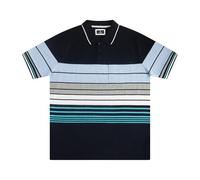 Mens Polo Premium Short Sleeve Heavy Engineering Stripes with Tipping Collar, M-3XL, 23949596 (UK, Alpha, XL, Regular, Regular, Navy, Light Blue, Light Grey, Teal & Grey)