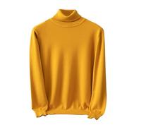 Mens Polo Roll Neck Jumper Hume Turtleneck Ribbed Knitted Jumper Spring Solid Colour Knit Long Sleeve Sweater Soft Jumpers Casual Top Men's Jumpers Yellow