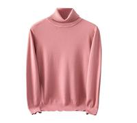 Mens Polo Roll Neck Jumper Hume Turtleneck Ribbed Knitted Jumper Spring Solid Colour Knit Long Sleeve Sweater Soft Jumpers Casual Top Men's Jumpers Pink
