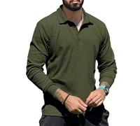 Men's Polo Shirt Casual Fashion Solid Color Long Sleeves T-Shirt Classic Golf Outdoor T-Shirts D-Army Green XXL