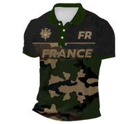 Men's Polo Shirt Casual Loose Comfortable Business Shirt with Button Placket Print National Day European Fashion Breathable, Green, L