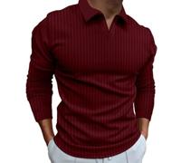 Men's Polo Shirt Classic Fashion Casual Outdoor T-Shirts Lightweight Breathable Solid Color Long Sleeves T-Shirt F-Date Red XXL