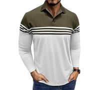 Men's Polo Shirt Classic Golf Casual Outdoor T-Shirts Lightweight Breathable Sport Fashion Long Sleeves T-Shirt E-Army Green XL