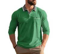 Men's Polo Shirt Classic Golf Casual Outdoor T-Shirts Lightweight Breathable Sport Long Sleeves T-Shirt N-Green XXL