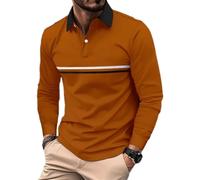 Men's Polo Shirt Classic Sport Casual Outdoor T-Shirts Lightweight Breathable Fashion Long Sleeves T-Shirt F-Coffee S