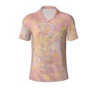Men's Polo Shirt Golf Dry Fit Marble Color Rose Gold Printed Short Sleeve Moisture Wicking Athletic Polo Collared Summer Casual T-Shirt Soft Tee Polo Tops for Beach Holidays Party