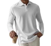 Men's Polo Shirt Lightweight Breathable Solid Color Long Sleeves T-Shirt Classic Fashion Casual Outdoor T-Shirts A-White XXL