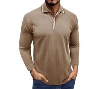 Men's Polo Shirt Long Sleeve Casual Polo Shirt Lightweight Long Sleeve Breathable Golf Polo Shirt Men's Shirts Sport Basic Slim Fit T-Shirt Henley Shirt Buttons Tee Top Outdoor Shirts, khaki, XXL