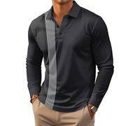 Men's Polo Shirt Long Sleeve Vintage Striped Golf Shirt Lightweight Casual Collared Shirt (UK, Alpha, S, Regular, Regular, #3)