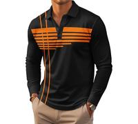 Men's Polo Shirt Long Sleeve Vintage Striped Golf Shirt Lightweight Casual Collared Shirt (UK, Alpha, S, Regular, Regular, #13)
