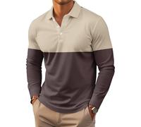 Men's Polo Shirt Long Sleeve Vintage Striped Golf Shirt Lightweight Casual Collared Shirt (UK, Alpha, S, Regular, Regular, #2)