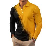 Men's Polo Shirt Long Sleeve Vintage Striped Golf Shirt Lightweight Casual Collared Shirt (UK, Alpha, S, Regular, Regular, #6)