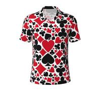 Men's Polo Shirt Playing Cards Suit Poker Breathable Quick Dry Polo Tee Shirts Short Sleeve Golf Tennis Top Running Gym Casual Workout T-Shirts XL