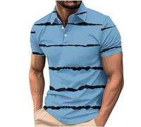 Mens Polo Shirt Sale Clearance Short Sleeve Button Up T-Shirts Lapel Collar Slim Fit Blouses Oversized Golf Shirt Summer Workout Gym Tios Stripes Plaid Tee Shirt Tops Plus Size S-XXL