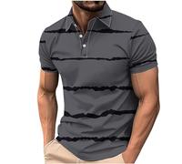 Mens Polo Shirt Sale Clearance Short Sleeve Button Up T-Shirts Lapel Collar Slim Fit Blouses Oversized Golf Shirt Summer Workout Gym Tios Stripes Plaid Tee Shirt Tops Plus Size S-XXL