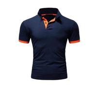 Men's Polo Shirt Short Sleeve Casual Golf Slim Cotton Classic Collar Sport Slim Short Sleeve, Deep sea blue, 5XL