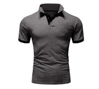 Men'S Polo Shirt Short Sleeve Casual Solid Colour Lapel Collar Sport Polos Stylish Breathable Summer Cool Tennis Shirts Casual Half Buttons Polo Shirt Lightweight Muscle Silm-Fit Golf Dark Gray