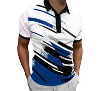 Men's Polo Shirt with Zip Summer Short Sleeve Polo Shirt, Stretch Golf Leisure Polo Shirt for Men, Lightweight Business Casual T-Shirts Breathable Sports Shirt T-shirts M-5XL, blue, XL