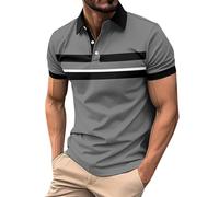Men's Polo Shirts Breathable Quick Dry Golf Polo Shirts Color Clash Collar Outdoor Sports Tee Tops Sports T Shirts Men Mens Short Sleeved Shirt Mens Thermal Long Sleeved Tops Tops (Grey, M)