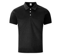 Mens Polo Shirts,Breeze Shirts for Men Short Sleeve Ultra Comfortable Polo Shirt Textured Breathable Quick Dry Refreshing Silky Lightweight Golf Casual Collared Tops Black