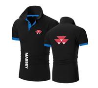 Mens Polo Shirts Collision Color Activewear for M.A.SS.EY FE.RG.US.ON Rugby T-Shirt Buttons Moisture Wicking Short Sleeve Tee Collared Graphic-HeiS+LanS||4X_l