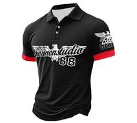 Mens Polo Shirts,Designer Polo Shirts For Men Uk,Men's Shirts Casual Loose Fit Shirt by European and World War II German Printed Theme for Everyday Wear on UK Platform (Black, XXL)