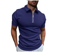 Mens Polo Shirts Lapel Color Block Zip Up Short Sleeve Polo Shirts Stylish Casual Tops Vintage Commute T Shirts Breathable Work T Shirts Personalised T Shirt