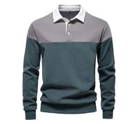 Mens Polo Shirts Long Sleeve Casual Cotton Slim Fit Work Designer Grandad Collar Polo Shirts Workwear Breathable Full Sleeve T Shirt Golf Clothes Double Cuff England Golf Tops with Pocket Grey