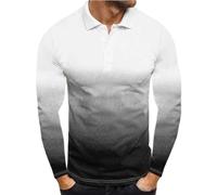 Mens Polo Shirts Long Sleeve Contrast Color Shirt Patchwork Tee Golf Tennis Tops Mens Long Sleeve Polo Shirts Gradient Basic Casual T-Shirt Polo Shirts for Men Long Sleeve Casual Fit Golf T-Shirts