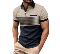 Mens Polo Shirts Long Sleeve Contrast Color Shirt Patchwork Tee Golf Tennis Tops Mens Plain Long Sleeve t Shirt Thermal Polo Neck Men Mens Vests 3 Pack