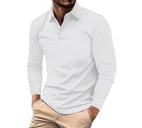 Mens Polo Shirts Long Sleeve Soft Shirt Button Down Slim Fit Golf T-Shirts Bussiness Blosue 2026 Casual Pullover Tops Camiseta Tipo Polo para Hombre(White, XXL)