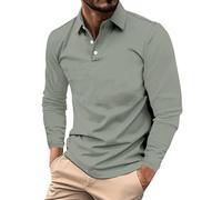 Mens Polo Shirts Long Sleeve Soft Shirt Button Down Slim Fit Golf T-Shirts Bussiness Blosue 2026 Casual Pullover Tops Camiseta Tipo Polo para Hombre(Green, XXL)