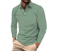 Mens Polo Shirts Long Sleeve Soft Shirt Button Down Slim Fit Golf T-Shirts Bussiness Blosue 2026 Casual Pullover Tops Camiseta Tipo Polo para Hombre(Mint Green, XL)