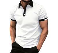 Mens Polo Shirts Multipack Short Sleeve Breathable Golf Polos Collar Buttoned Tops Gym Sport T Shirt Hawaiian Vacation Undershirt Sportwear (White,L)