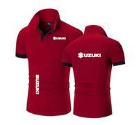 Mens Polo Shirts Patchwork for SU.ZU.K.I Casual Collared T-Shirts Sportstyle Slim Fit Short Sleeve Tee Rugby Half Sleeve Tee Top Clothes-JHS||s