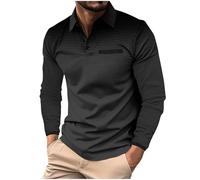 Men's Polo Shirts Polka Dot Gradient Lapel Button Down Golf Shirt Long Sleeve Tops Long Sleeve Lapel Tops Casual Collared Tops Breathable Moisture Wicking Work Shirts Classic Regular Fit Black