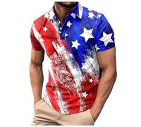 Mens Polo Shirts Short Sleeve American Flag Golf Shirts 4th of July Polo Shirt Dry Fit USA Patriotic Tops 2025 New Blouses for Women UK Tops for Women UK Red