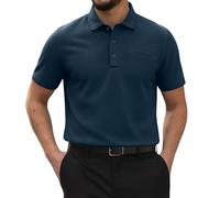 Mens Polo Shirts Short Sleeve Golf Polo Shirts For Men 2026 3 Button Ribbed Collar Shirt Regular-Fit Work Shirt Lightweight Tennis Polos Plain Holiday Polos Dressy Office Tops For Everyday Wear