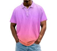 Men's Polo Shirts Short Sleeve Gradient Colors Distressed Washed Cotton T-Shirts Button Casual Summer Trendy Tee Tops Lapel Button Down T-Shirt Heavyweight Vintage Acid Wash Clothes Blue