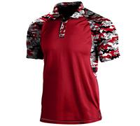 Mens Polo Shirts Short Sleeve Short Sleeve Golf T-Shirt with Button Breathable Lightweight Quick Dry Tennis Sports Top Tee Button Front Polo Shirts Casual Sport Shirt Basic (#002 Red,XXL)