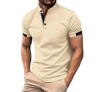Mens Polo Shirts Short Sleeve Summer Casual Button Down Stand Collar Solid Color V Neck T Shirt Breathable Lightweight Comfy Daily Classic Stylish Golf Tees Work Out Sport Running Tshirt T-Shirt