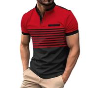 Mens Polo Shirts Short Sleeve Summer Fashion Short Sleeve Sports Golf Tennis T-Shirt Lightweight Breathable Pullover Tee Tops, Red, M
