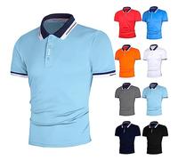 Mens Polo Shirts Short Sleeve White Trim Cotton Shirt Slim Fit Golf Tops Business Work Stretch Blouse Casual Tee 2025 Playeras para Hombres Tshirt Sport Homme(Sky Blue, M)