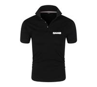 Mens Polo Shirts T-Shirt for SAAB Breathable Soft Short Sleeved Printing Plain Tee Top Clothes Collared Golf Half Sleeve Patchwork Cozy Underwear-Black||XXL