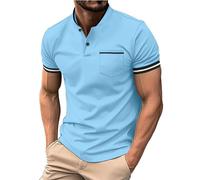 Mens Polo Shirts with Pocket Summer Casual Short Sleeve Button down Solid Color Lapel Muscle Fit V Neck Linen Shirt Breathable Lightweight Classic Stylish Sport Golf Tees Comfy Running Tshirt T-Shirt
