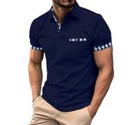 Mens Polo Shirts with Pocket Summer Short Sleeve Casual Solid Color Button down Lapel V Neck Muscle Fit T Shirt Breathable Lightweight Comfy Classic Stylish Sport Golf Tees Running Tshirt T-Shirt