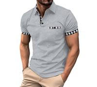 Mens Polo Shirts with Pocket Summer Short Sleeve Casual Solid Color Button down Lapel V Neck Muscle Fit T Shirt Breathable Lightweight Comfy Classic Stylish Sport Golf Tees Running Tshirt T-Shirt